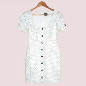 BARDOT Womens Size 8 White Cream Polka Dot Dress, RRP $99, Linen & Cotton Pencil - Picture 1 of 10