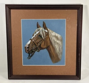 13” Signed Drager OOAK Art Pastel Chalk Drawing Sketch Horse Framed Matted - Picture 1 of 21