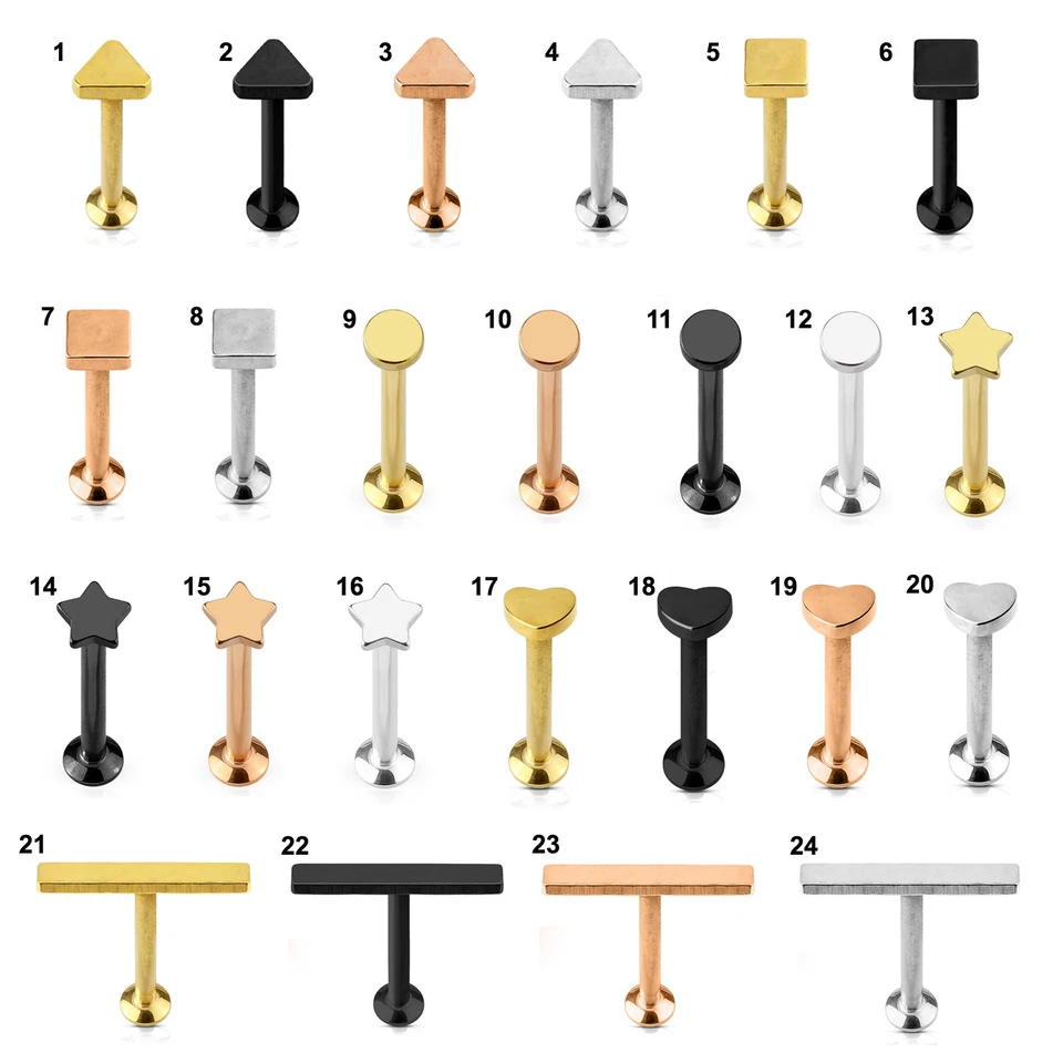 Knorpel Tragus Labret Stangen Piercing Ohrstecker Intern Gewinde Chirurgenstahl - Bild 1 von 1