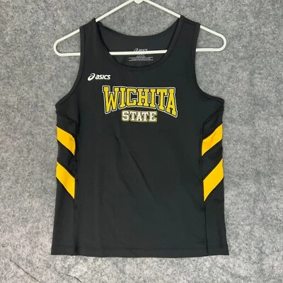 Wichita State Shockers Womens Shirt Large Asics Black Yellow Tank Top NCAA Run D - Image 1 of 4