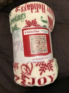 Holiday Time Plush Throw Christmas Ivory Snowflake 50 x 60 inches Blanket - Picture 1 of 2