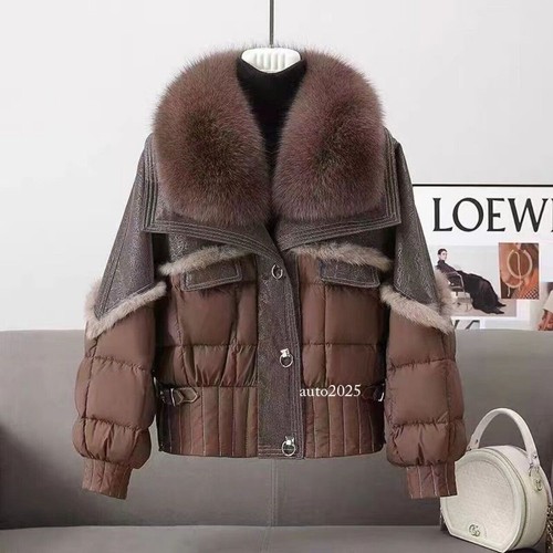 OFF WHITE Cappotto pelliccia coniglio invernale nuovo donna corto pelliccia di volpe collo piumino spesso