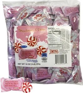Scripture Candy, Strawberries & Cream Hard Candy 1 Pound Bag, 75 Pieces - Picture 1 of 4