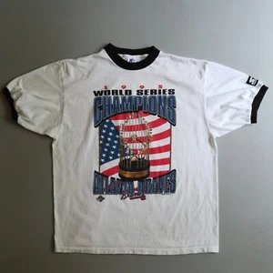 Vtg Atlanta Braves Starter 1995 World Series Champions Ringer T-Shirt Sz XL - Picture 1 of 7