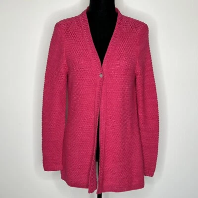 Foxcroft Cardigan Womens Size S Open Knit Single Button Pink Metallic EUC - Image 1 of 4
