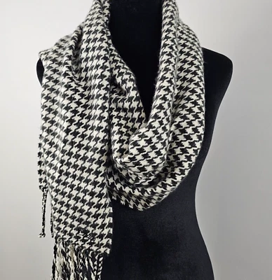 CHAPS Pata de Gallo Estampado Invierno Bufanda Tejida Negro Blanco 68x12 Cálida Para Hombre Mujer  Foto 1 de 4