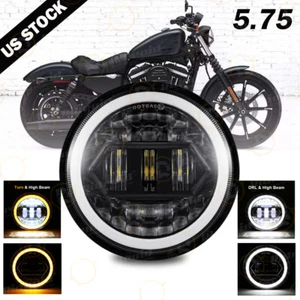 1X 5.75" 5-3/4'' Round Black LED Headlight High Low Beam DRL for Motorcycle - Picture 1 of 12