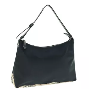 BURBERRY Nova Check Blue Label Shoulder Bag Nylon Black Beige Auth bs11547 - Picture 1 of 24