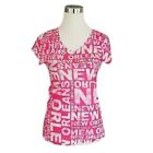 Sweet Gisele Pink New Orleans V-Neck Short Sleeve Graphic T-Shirt Size Medium