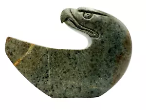 Pietra ollare intagliata a mano vintage Inuit FIRMATA arte eschimese statuina pietra decorazione casa - Foto 1 di 8