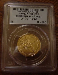 2007-D GEORGE WASHINGTON DOLLAR 1ST DAY OF ISSUE PCGS MS 65 - Picture 1 of 2