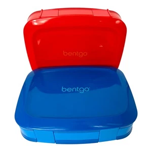 Lote de 2 Fiambreras Bentgo Niños A Prueba de Fugas 3 Compartimentos Estilo Bento Azul Rojo - Imagen 1 de 9