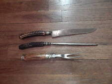 J RUSSELL CO GREEN RIVER VERMONT PAT 1834 CUTLERY KNIFE W SHARPENER & FORK USA