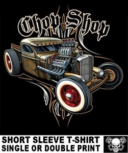 Old School Chop Shop Hot Rat Rod Truck Outlaw Hemi Blower Skull T-Shirt AB73 - Bild 1 von 12