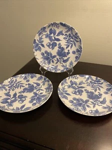 CENTURY STONEWARE blue and white leaf patterm set of three dessert plates - Picture 1 of 4