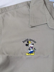 DISNEY Cast Member Button Front Shirt Womens Large Khaki MICKEY HEALTH SERVICES - Picture 1 of 16