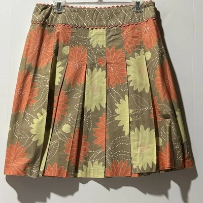 LIZ CLAIBORNE Women's 10 Floral Peach Pastel Pleated Flared Skirt - Image 1 of 4