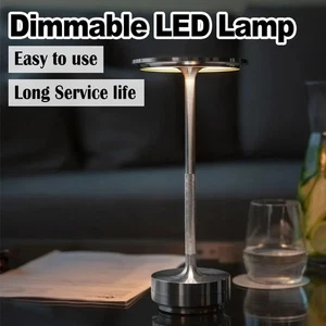3 Color Table Lamp Touch Control Lamps Rechargeable Night Black Touch Led Silver - Picture 1 of 13
