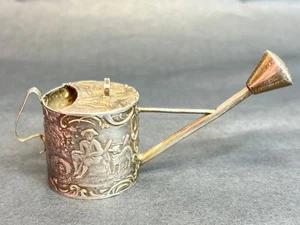 19c Hanau Dutch Style Sterling Silver Miniature Flowers Watering Can Romanticism - Picture 1 of 13