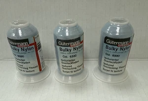 3 Gutermann 6330 Bulky Nylon Thread - Overlocking Textured LIGHT BLUE New Italy - Picture 1 of 6