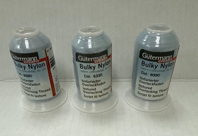 3 Gutermann 6330 Bulky Nylon Thread - Overlocking Textured LIGHT BLUE New Italy - Image 1 of 4