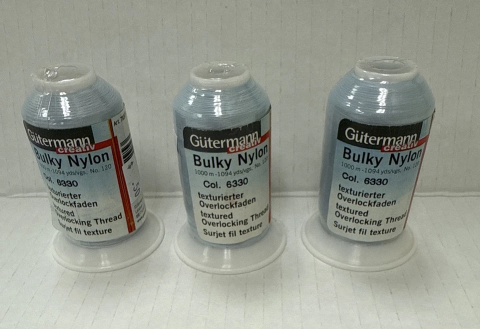 3 Gutermann 6330 Bulky Nylon Thread - Overlocking Textured LIGHT BLUE New Italy - Image 1 of 4