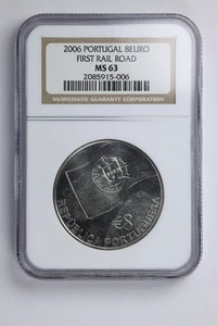 Portugal 2006 8 Euro Silver - First Railway in Portugal 150th Anniv. NGC MS 63 - Picture 1 of 2