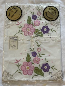 Golden Crown Vintage Percale Embroidery Spokework New Pillowcases - Bild 1 von 4