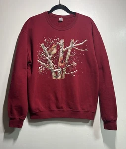 Sudadera Jerzees Cardinal Bird Mediana Roja Nevada Abedul Navidad Vacaciones Naturaleza - Imagen 1 de 8