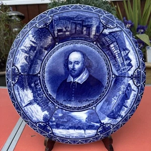1904 - Samuel Hancock & Söhne - blau-weiß Transferware Teller von Shakespeare - Bild 1 von 3