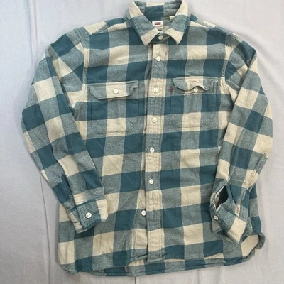 Levi’s Flannel Plaid Button Down Shirt Top Women’s Size Medium Blue - Image 1 of 4