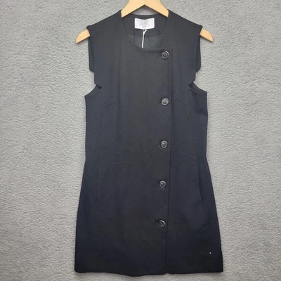 Vestido Pearl by Lela Rose Ponte Botón Frontal Cambio 8 Negro Sin Mangas Bolsillos Foto 1 de 4