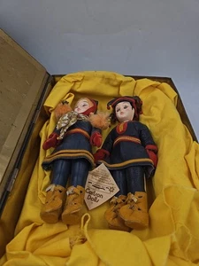 ! Rare Vintage Carlson Dolls Lapland Girl and Boy Sleepy Eyed Kind Dolls Set - Picture 1 of 10