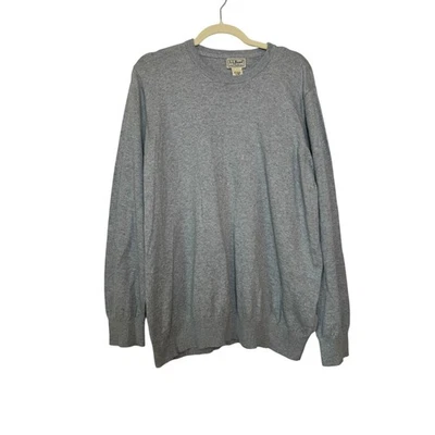 LL Bean Men's XL Regular Gray Cotton Cashmere Crewneck Sweater - Image 1 of 4