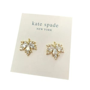 Kate Spade Maple Leaf CZ & Gold Ohrstecker Neu mit Etikett - Bild 1 von 1