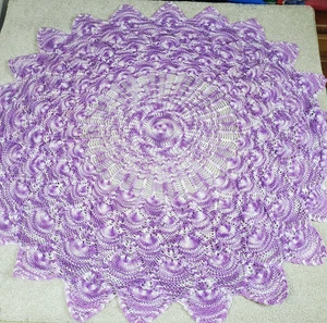 Vintage Round Variegated Purple Tablecloth or Table Topper 49" PLS READCONDITION - Picture 1 of 13