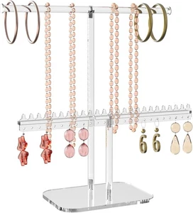 Premium Jewelry Holder Organizer, Necklace 2-Tier Earring, transparency  - Picture 1 of 7
