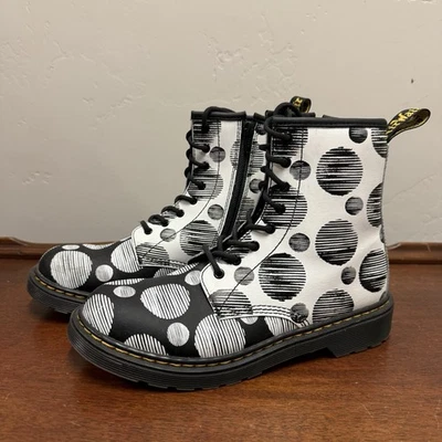 Doc Martens 1460 Y размер 5 М 6L США Великобритании 4 ЕС 37 черный белый горошек молнии - Изображение 1 из 4