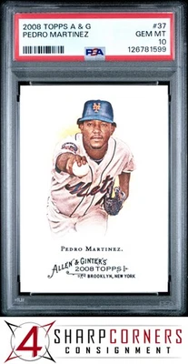 2008 TOPPS ALLEN & GINTER #37 PEDRO MARTINEZ METS HOF PSA 10 - Image 1 of 3