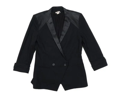 Blazer Helmut Lang Lana Cuero Bloque Mangas Acanaladas Hecho en EE. UU. Foto 1 de 4