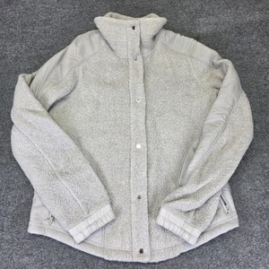 Lululemon Women's Light Gray Go Cozy Sherpa Fleece Snap Up Jacket Sz 2 Wool  - Picture 1 of 5