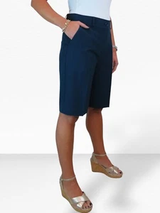 Damas Pantalones Cortos Inteligentes Informales Lavables a Medida Azul Marino NUEVOS 8-22 - Imagen 1 de 6