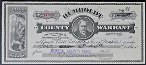 Humboldt County Nevada Warrant - Payment to Bell Telephone of Nevada 1928 EPH98 - Picture 1 of 2