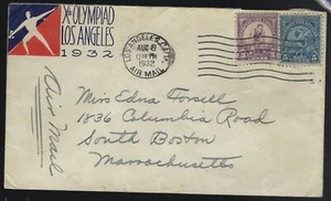 Olympische Spiele August 1932 Los Angeles gestempelt Umschlag & Briefmarke - Bild 1 von 2
