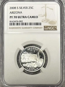 2008 S Silver Arizona State Statehood Quarter 25C NGC PF70 Ultra Cameo - Picture 1 of 2