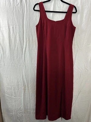 Maxi Vestido Laura Ashley Rojo Sin Mangas Talla EE. UU. 8 90s Abertura Frontal Vintage Corpcore Foto 1 de 4