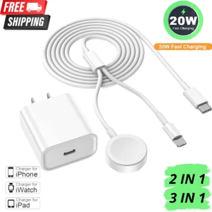 Magnetic 3-in-1 USB C Power Adapter Fast Charger Cable For Apple iPhone iWatch - Picture 1 of 10