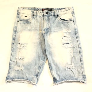 South Pole Denim Cut-Off Shorts Mens Size 34 - Light Wash Distressed 100% Cotton - Picture 1 of 12
