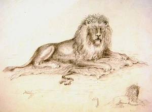 ANIMALS THE WATERLOO LION J H PRIKYLSEE PENCIL C1880 - Bild 1 von 1