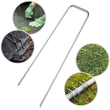 10pcs Galvanised U Pins Ground Garden Membrane Weed Fabric Hooks Pegs Staples